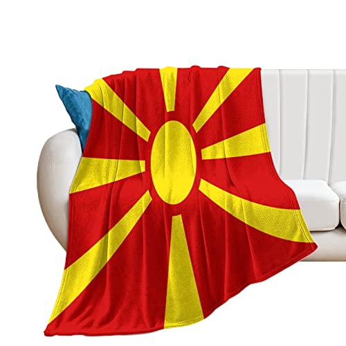 Couverture en peluche drapeau Macédoine 127x152 cm pour canapé - 5
