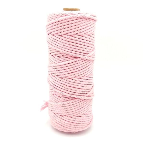 3 mm 100 m Cotton Macrame Thread Twisted Rope Christmas Decorations 4 Strand Pouches Bags Key Rings Decorative Wall Hanging Light Pink