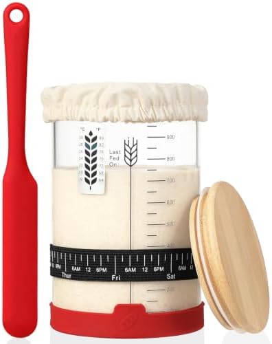 INOBYO Sourdough Starter Jar Kit,34oz Large Wide Mouth Sour Dough Jar Glass