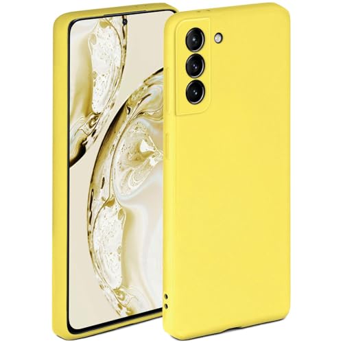Coque silicone Samsung S21 ONEFLOW protection premium fine jaune mat