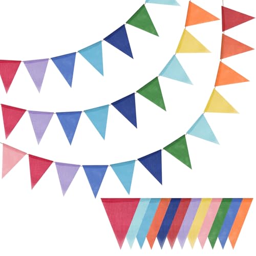 Wimpelkette Outdoor,Kaluofan 3 Stück Wimpelkette Geburtstag Bunte,Girlande Outdoor Regenbogen Deko Kindergeburtstag,Wimpelgirlande für Geburtstag Kinderzimmer Deko, Babyparty Gartenparty,Einschulung