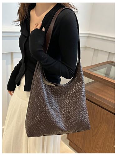 Floerns Women's Woven Leather Crescent Shoulder Bag Top Handle Underarm Purse Handbag3