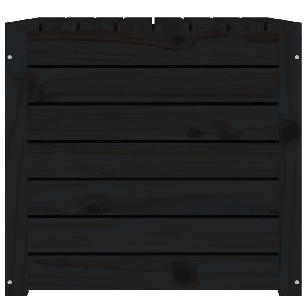 Caja de cojín para jardín, color negro, 101 x 50,5 x 46,5 cm, madera maciza de pino, caja de almacenamiento de herramientas de jardín para exterior, balcón o terraza