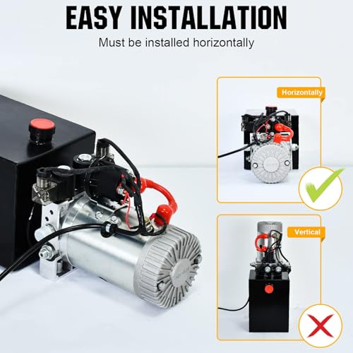 Image of DC HOUSE Electric Hydraulic Pump Unit Metal Reservoir for Dump Trailer (Double Acting 10 Quart)