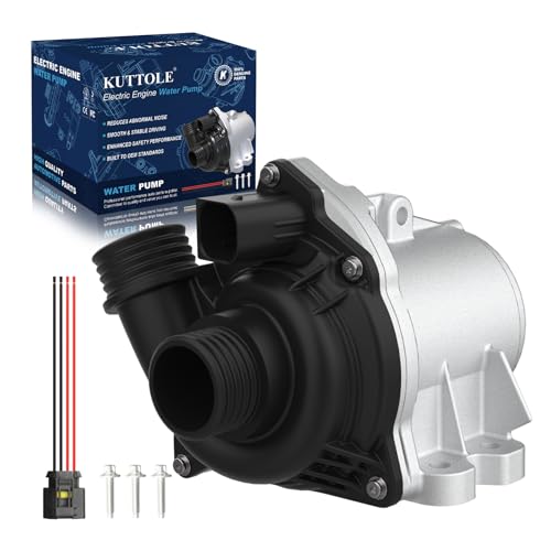 KUTTOLE Electric Engine Water Pump with Wiring Harness & Bolts Compatible with BMW X1 X3 X4 X5 X6 Z4 135i 335i xDrive 335is 335xi 535i 535xi 640i 740i 740Li Replaces 11517563659 11517632426