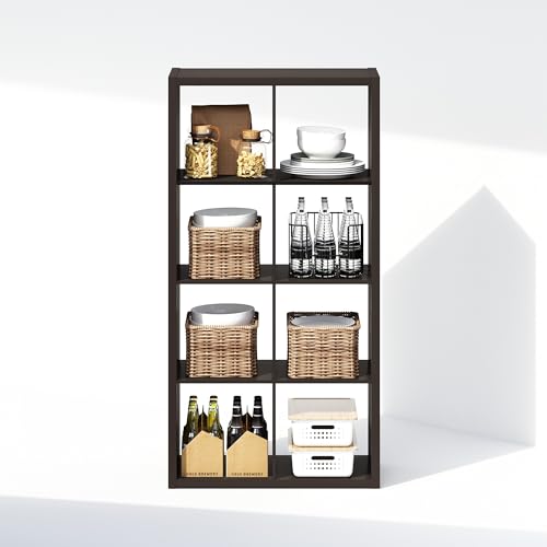Image of Furinno Cubic Extra Thick 8-Cube Closet Organizers and Storage, Dark Oak | 14.6 x 30 x 58 in, Open Shelf Closet Storage, Closet Organizer, for Wardrobe, Bedroom, Living Room