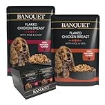 HiLife Banquet Adult Wet Dog Food, Flaked Chicken Breast with Rice & Liver/Flaked Chicken Breast with Rice & Veg, 100% Natural Ingredients, 30 Pouches x 100 g