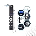 Blue Ocean ™ 52” Aluminum SPA392B Black Shower Panel Column Tower with Rainfall Shower Head, 8 Multi-functional Nozzles