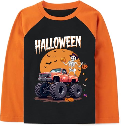 Halloween Shirts for Kids Skeleton Ghost T Shirt Boys Girls Boo Tees Spooky Dinosaur Tops Toddler Pumpkin Clothes 3-11T