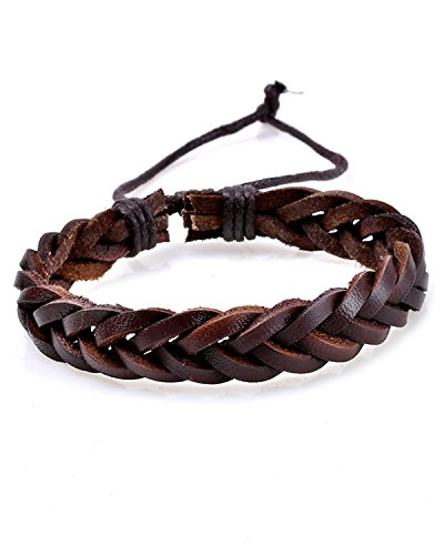 Image of Young & Forever Multi-Layer Leather Bracelet for Men | Adjustable Handmade Wrap Bracelet with Beads, Anchor, Evil Eye, Feather & Boho Charms | Vintage Punk Casual Wristband Gift for Men & Boys