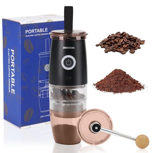 Tragbare Kaffeemühle mit Kegelmahlwerk, elektrische/manuelle 2-in-1-Kaffeebohnenmühle, über USB wiederaufladbare elektrische Mini-Kaffeemühle mit 5 Mahleinstellungen