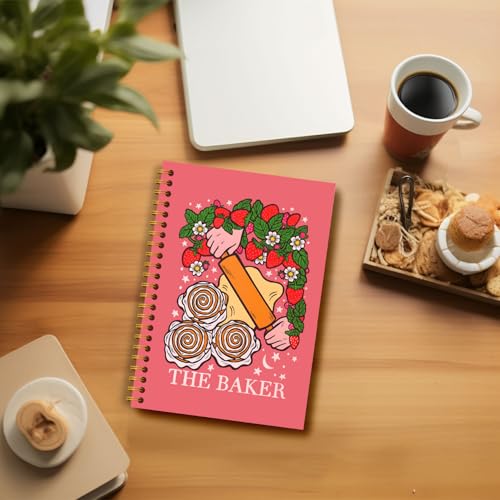 Carnet de notes à spirale rose pour pâtisserie | Couverture rigide 14x21 cm