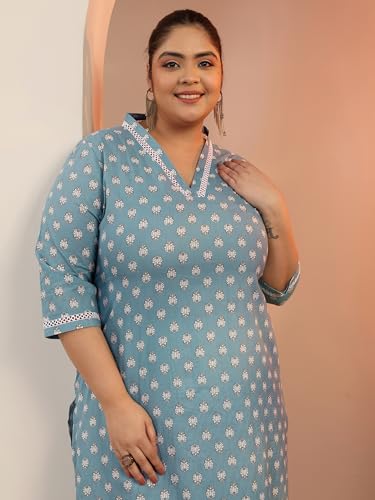 Image of Plus Size Printed Cotton Straight Kurta | Ethnic Wear