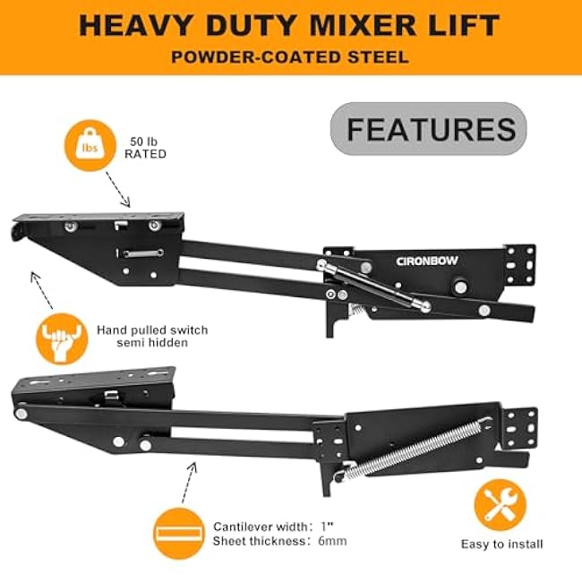 Kitchen Cabinet Mixer Lift with Soft Close Locking Mechanism for Cabinet Heavy Duty Kitchen Appliance storage lifting system£¬Max load 40lb