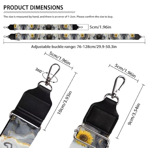 Image of Coldinair Gray Marble Purse Strap Sunflower Replacement Crossbody Bag Strap,Guitar Strap for Purses Crossbody, Purse Making Supplies