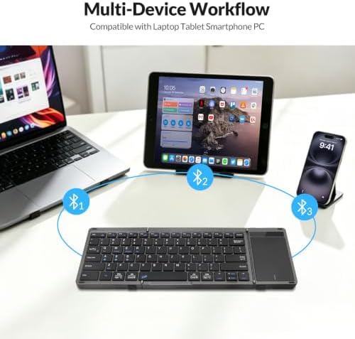 Rii RK809Pro Foldable Bluetooth Keyboard with Touchpad - 5