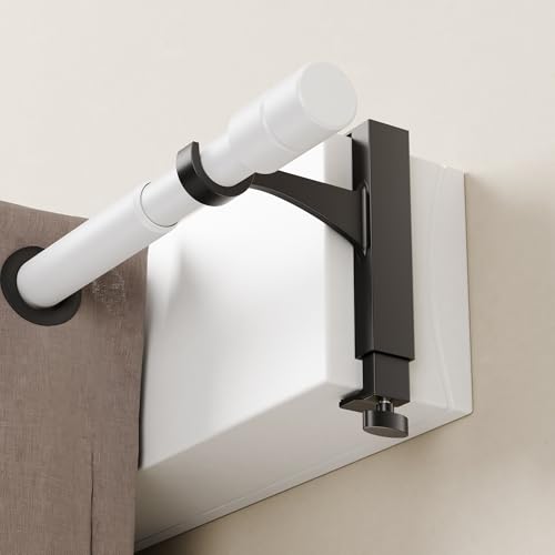 Conjunto de 2 soportes ajustables para barras de cortina para cajas de persianas enrollables, no se necesita perforación, fácil de instalar, altura de 14.5 a 24 cm, para barras de Ø19, 25, 28mm