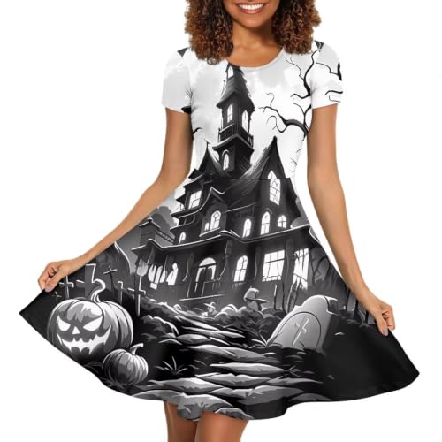 Image of Irisjudy T Shirt Dress for Women Short Sleeve Girls Short Sleeve Dress Plus Size, O Neck Knee Length Midi Dress for Ladies