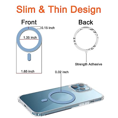 Image of COJOC 3PCS for Magsafe Ring Sticker,Universal Magnetic Conversion Adapter Compatible with Wireless Charging Accessories for iPhone 16 /15 /14 /13 Pro Max Mini, Galaxy Series and Phone Case,Blue