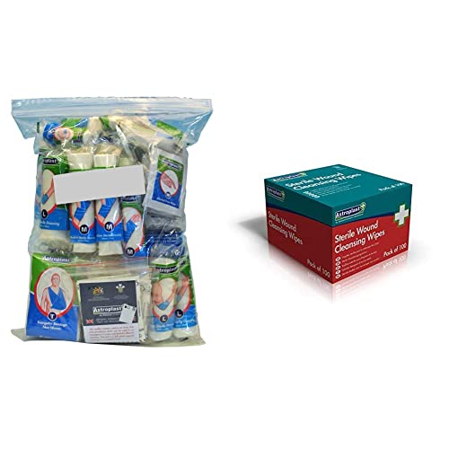 Astroplast 1047016 Wallace Cameron Refill Kit Food Hygiene for 50 Persons, Mixed & Alcohol Free Sterile Wound Cleansing Wipes Pack 100