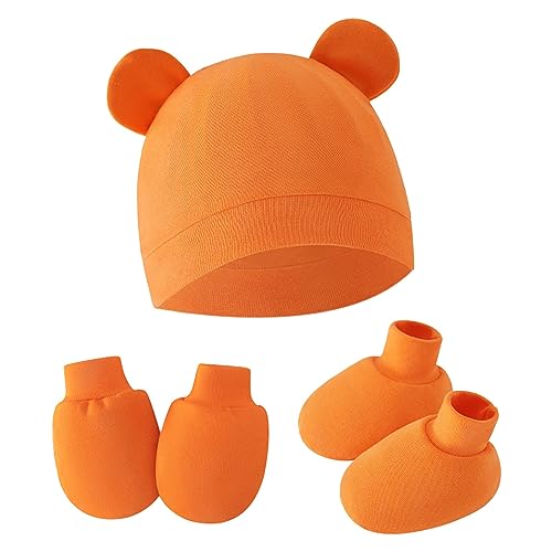 Newborn 𝐁eanie Hat Mittens and Socks Set Baby Girl Cotton 𝐁eanie Fall Winter Hats for Newborn Infant