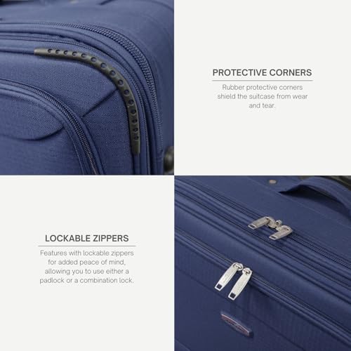 ARIANA Suitcase Medium Lightweight Luggage Trolley Expandable Suitcase 2 Wheel Travel Bag - 70x46x26cm (Navy-Blue, 26" Medium) - Image 6