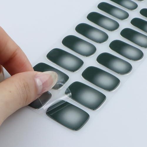 JMEOWIO Nagelfolie UV Härtend Grün Grau Farbverlauf UV Gel Nail Strips Nagelsticker Nagelaufkleber Nail Art Dekoration Nageldesign Zubehör