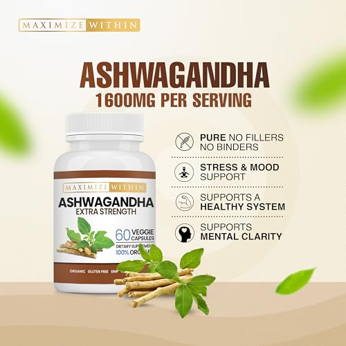 Ashwagandha Root Extract Extra Strength – 60 Vegetarian Capsules – Non-GMO Herbal Supplement – Adaptogenic Herb – Enhanced Absorption Formula - Image 3