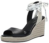 KARL LAGERFELD Paris Women's Shoes Wedge Sandal,Black,8