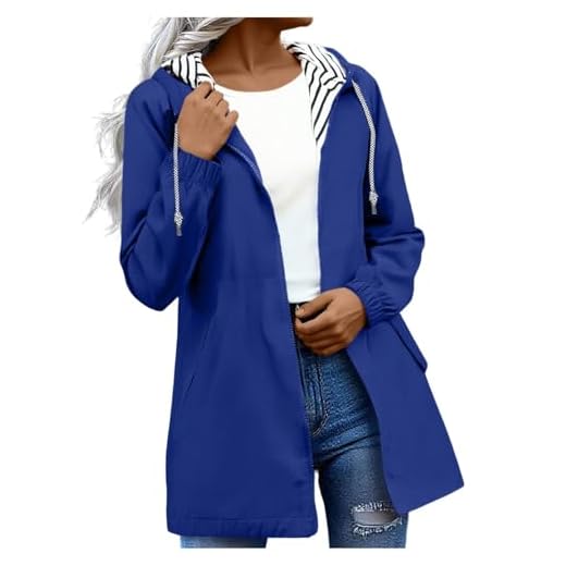 2025 Veste Imperméable Femme Manteau Long Imperméable Femmes Trench Capuche À La Mode Coupe Vent Couleur Unie avec Zippé Veste De Sport D'extérieur Vetement Femme Grande Taille Pas Cher
