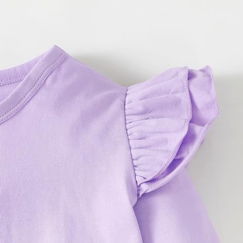 Image of Magic Park 1-14Y Toddler Ruffle T Shirt Girls Solid Color Blouse Kids Girl Short Long Sleeve Tops Casual Tee