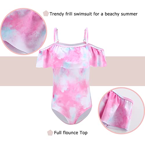 Image of Girls One Piece Swimsuits Off Shoulder Bathing Suit for Kids Hawaiian Swimwear 3-16 Years