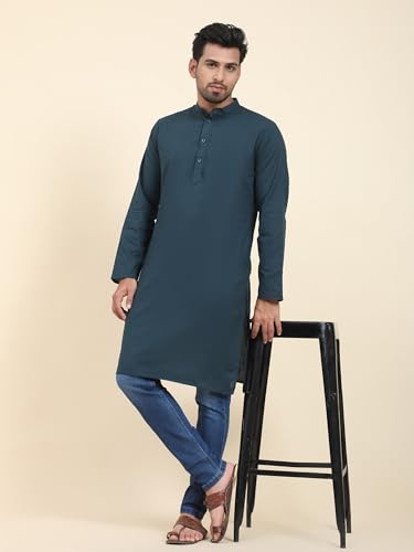 Image of SKAVIJ Mens Cotton Casual Wear Everyday Use Modern Kurta