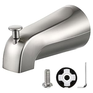 Enhon Slip on Tub Spout with Diverter, Compatible with American Standard 8888026.002 Tub Spout, Bathroom Bathtub Faucet, Fits 1/2 Copper Water Tube(5/8 Dia), 5/32 Hex Wrench(Brushed Nickel,1)