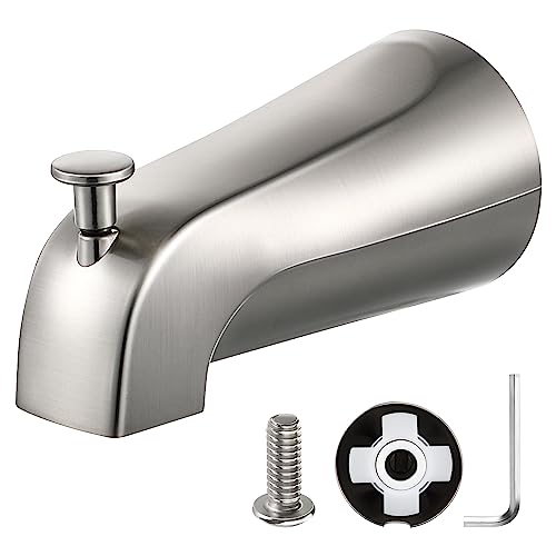 Enhon Slip on Tub Spout with Diverter, Compatible with American Standard 8888026.002 Tub Spout, Bathroom Bathtub Faucet, Fits 1/2 Copper Water Tube(5/8 Dia), 5/32 Hex Wrench(Brushed Nickel,1) by Enhon - Used condition - US$17.88