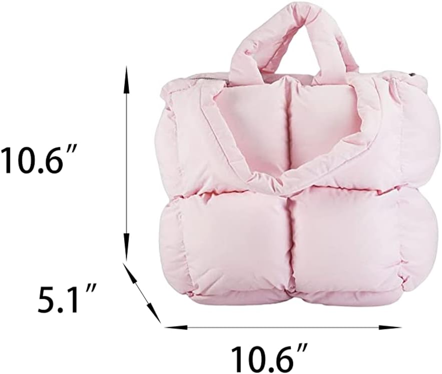 Puffer Tote Bag for Women Puffy Tote Bag Purse Soft Fluffy Padded Down Cotton Quilted Shoulder Bags Handbags