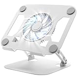 ノートパソコン冷却スタンド SHUWEI 大風量冷却ファン搭載 折りたたみ式 角度・高さを無段階調整 高強度アルミ合金 耐荷重10kg 16インチノートパソコン対応 滑り止めパッド付き (シルバー, 16インチまで)