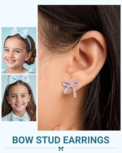 UPROMI Hypoallergenic Bow Earrings for Daughter/Granddaughter, Valentines Christmas Birthday Gifts for Girls2