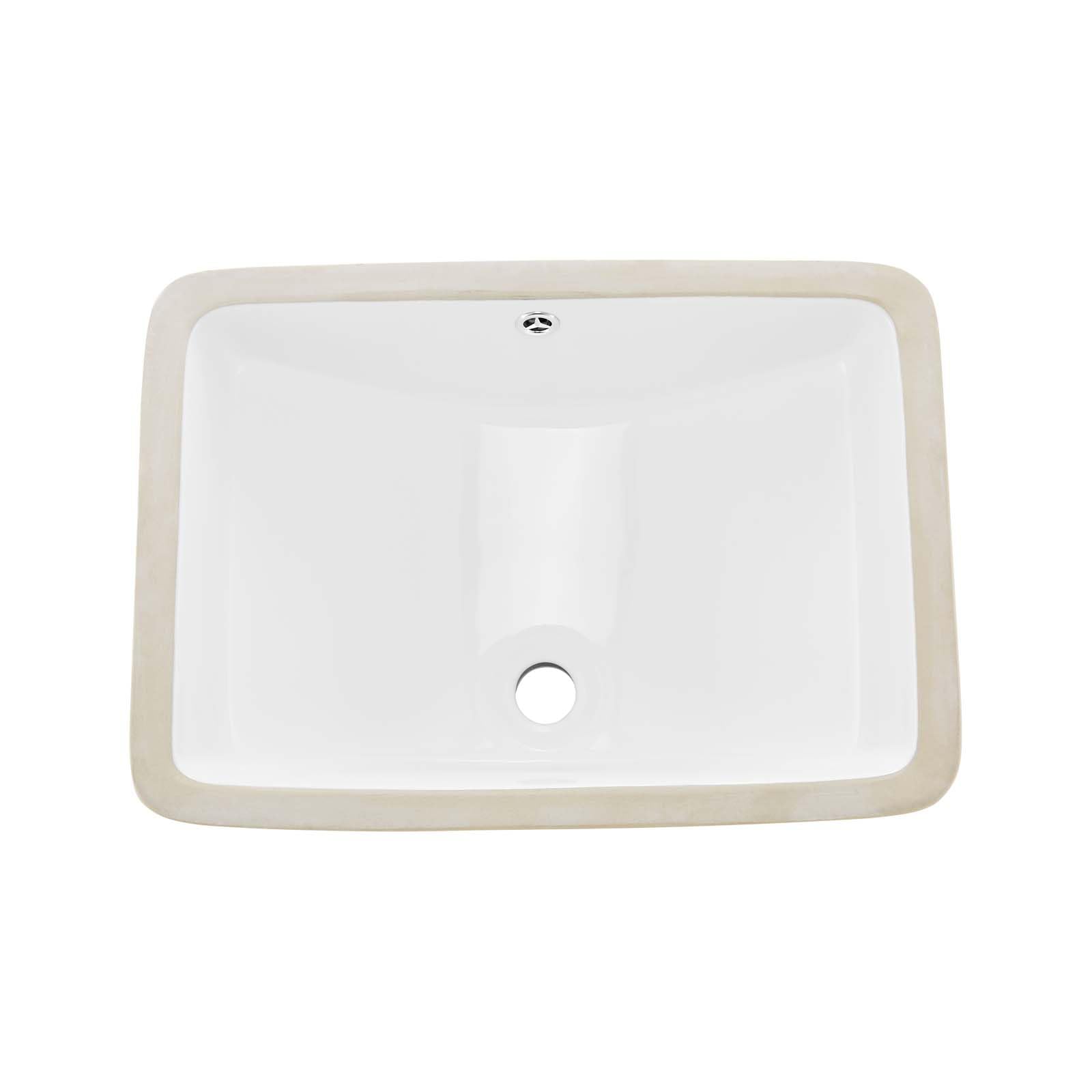 VEVOR Lavabo Bajo Encimera de Cerámica Rectangular, con Rebosadero, Fregadero de Cocina Moderno para Espacios Pequeños, Resistente a las Manchas y el Amarilleo, Color Blanco, 530 x 375 x 210 mm