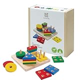 PlanToys® Wooden Shape Sorter Toy for Toddlers | Montessori Educational Learning Toy for Color & Shape Recognition | Eco-Friendly Fine Motor Skills Toy for Preschool Math & STEM Development