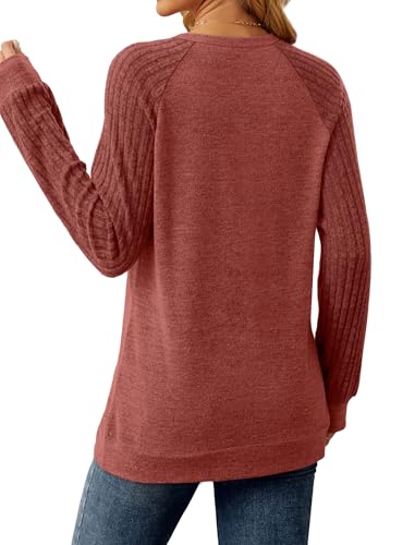 Image of Saloogoe Tunic Sweatshirts for Women Crewneck Lightweight Sweaters Raglan Long Sleeve Shirts Fall Fashion Tops 2026