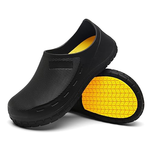 Chef Shoes for Men Nonslip Water Proof Work Shoes Mens Clogs Comfortable Nursing Nurse Shoes for Gardener Men Indoor and Outdoor for Kitchen Office Seaside-Zapatos de Cocina para Hombres