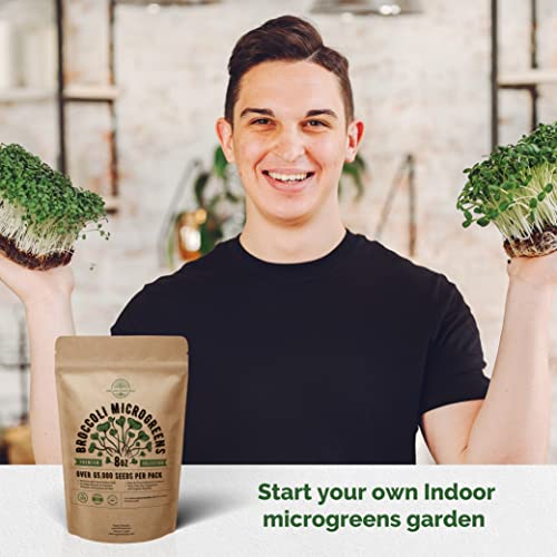 Broccoli Sprouting & Microgreens Seeds - Non-Gmo, Heirloom Sprout Seeds Kit In Bulk 8Oz Resealable Bag For Planting & Growing Microgreens In Soil, Coconut Coir, Garden, Aerogarden & Hydroponic System. #TOP3