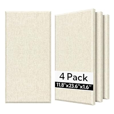 Olanglab Fiberglass Acoustic Wall Panels 4 Pack, 11.8'' x 23.6'' Sound Panels, Fabric Wrapped Sound Proof Panels for Walls (White)