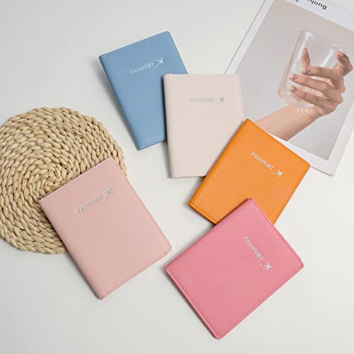 Genuine Leather Passport Holder Cover - Stylish Leather Passport Wallet With 4 X 3 Inches Immunization Record Card Slot Ultra Slim Leather Passport Case For Men And Women (Pink) #TOP5