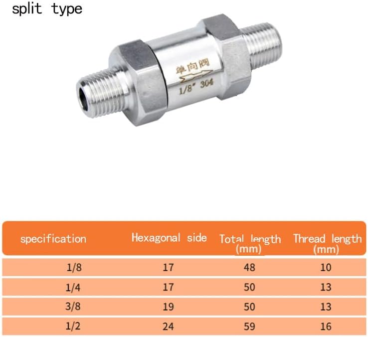1個 チェックバルブ ワンウェイチェックバルブ 非バルブ ガソリン304 ステンレススチール ZG1/8 ZG1/4 ZG3/8 Z