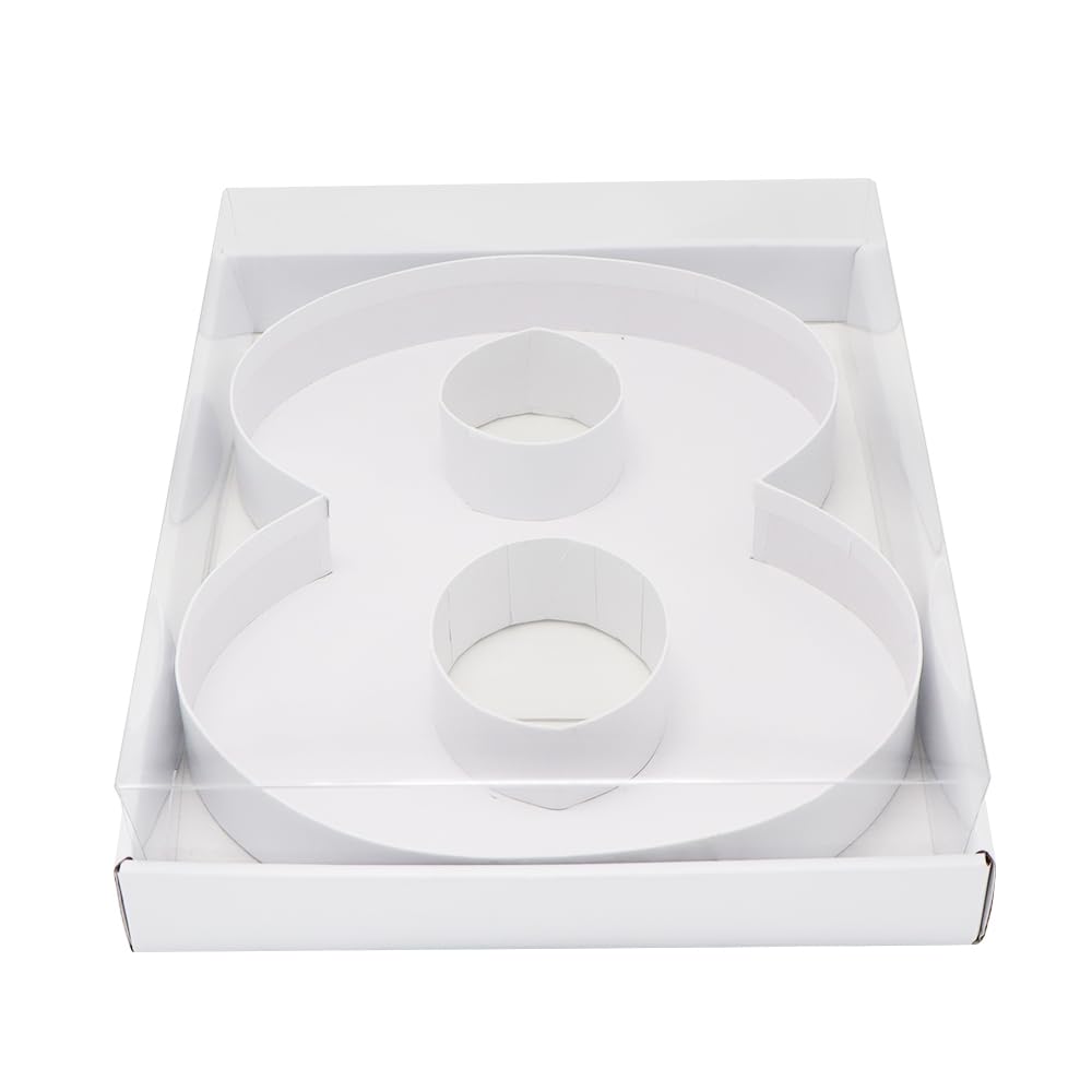 WENPACK12.5" Fillable Cardboard Number Shaped Box With Clear Lid Birthday Treat (White, 8)
