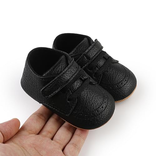 Image of SOFMUO Baby Boys Girls High Top Ankle PU Leather Sneakers Soft Rubber Sole Infant Moccasins Newborn Oxford Loafers Anti-Slip Toddler Wedding Uniform Dress Shoes