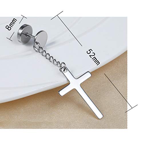 Tanmo 9 Pair/Set Fashion Men Women Stainless Steel Cross Hoop Dangle Drop Earrings Unisex Ear Buckle Jewelry – Image 6
