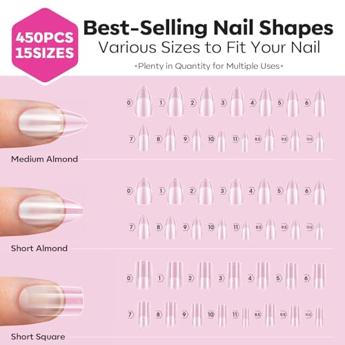 Image of Modelones Almond & Square Nail Tips - Multi-type 3 Styles Set Gel Tips